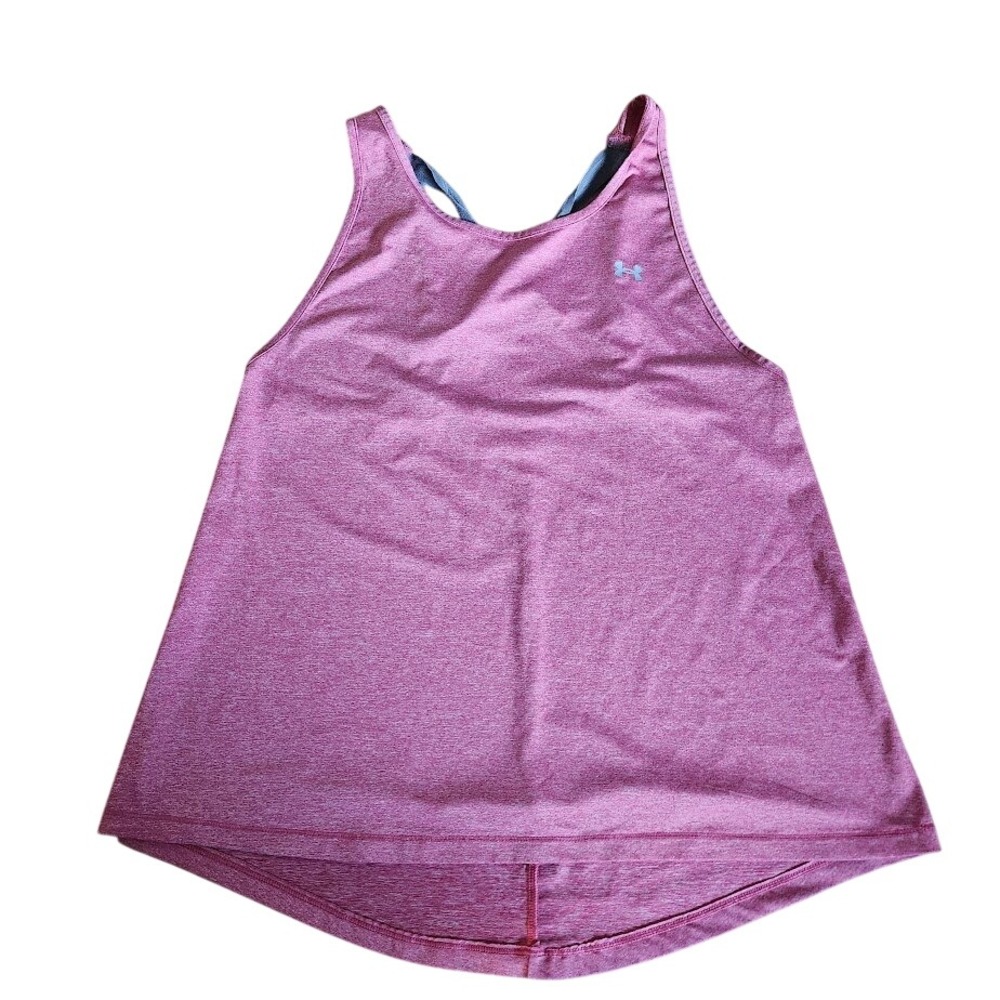Under Armour Womens Pink Heather Crisscross Racerback High-Low Tank Top Med 334